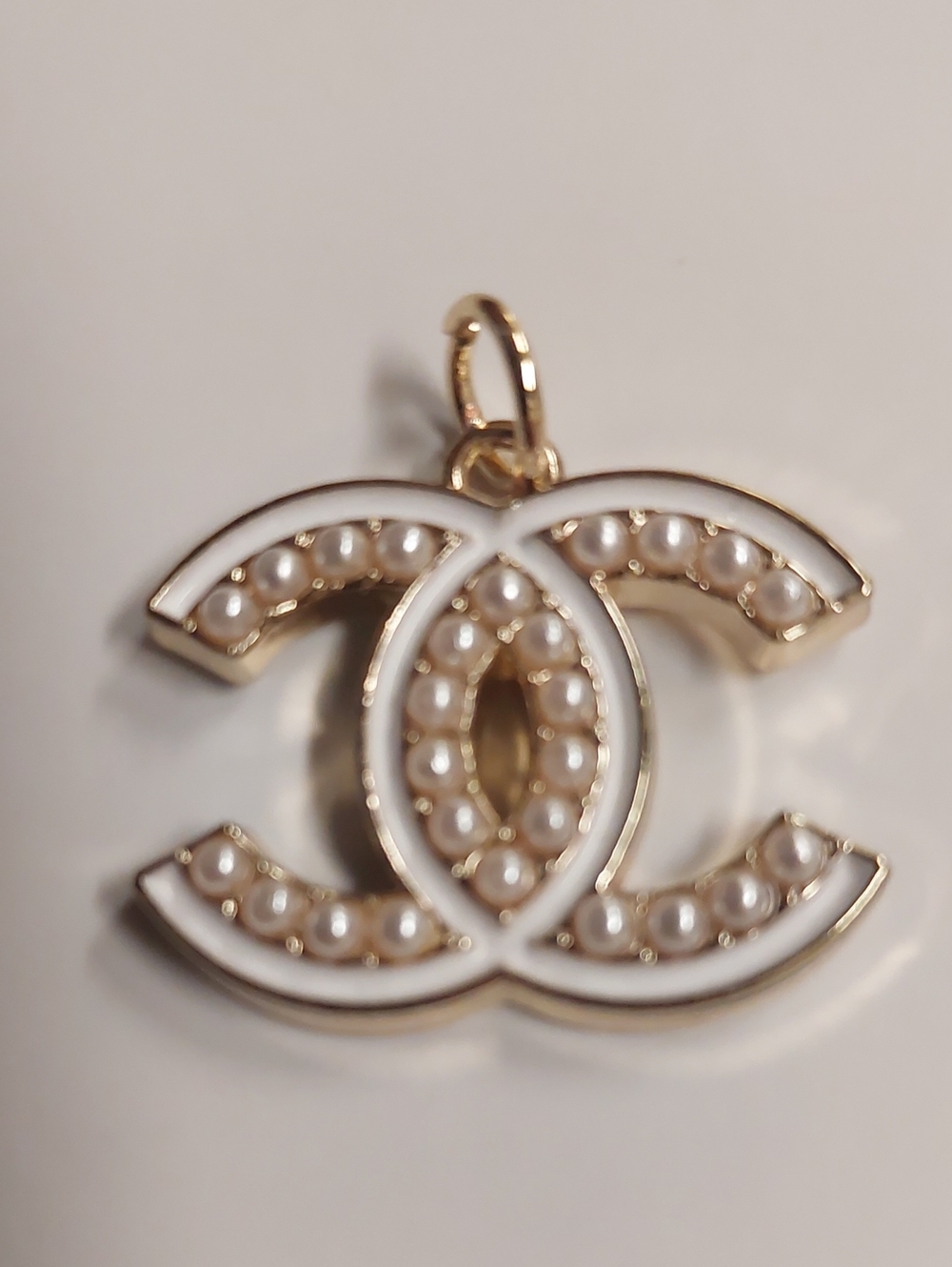 CC Gold-Tone Charm Pendant with Pearl Accents